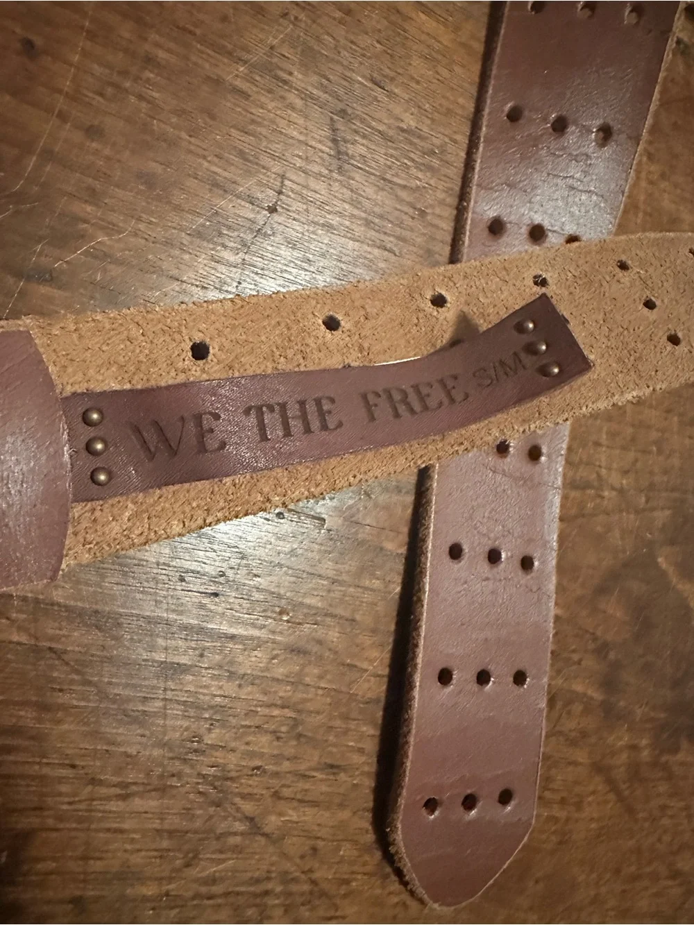 We The Free Triple Threat Perforated Leather Belt in Cowboy, Size S